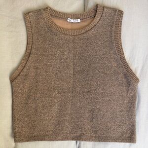 Zara Tan Knit Sweater Vest